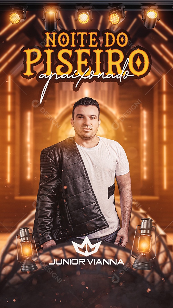 Story Noite Do Piseiro Flyer Junior Vianna Social Media PSD Editável