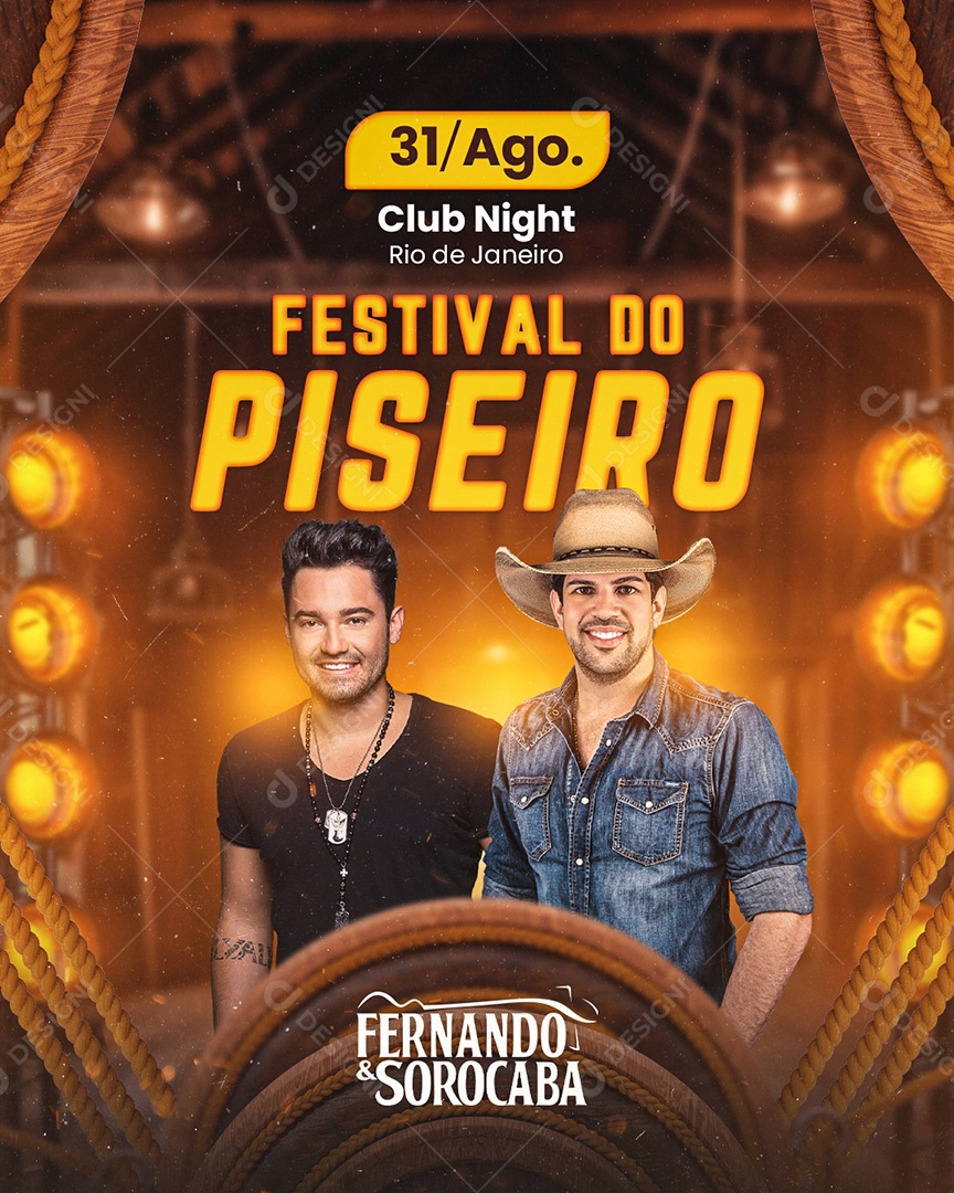 Festival do Piseiro Flyer Fernando & Sorocaba Social Media PSD Editável