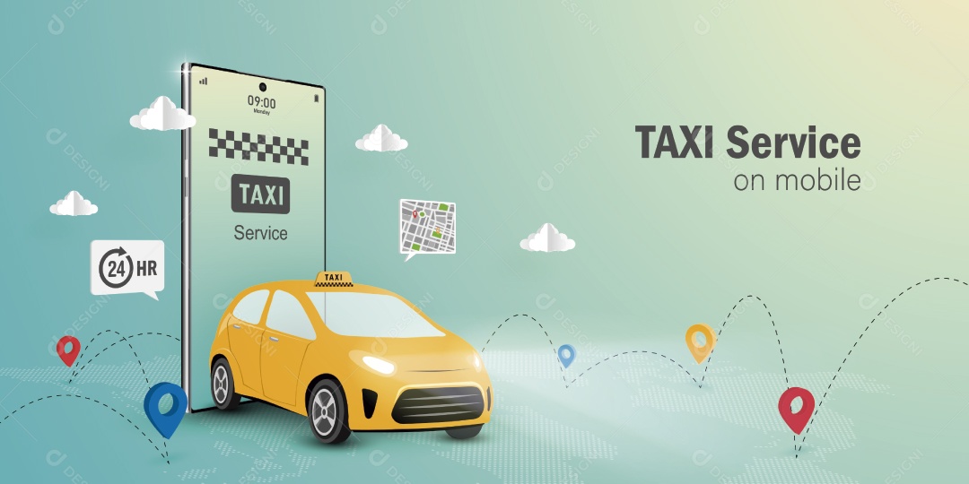 Aplicativo de Taxi Vetor EPS