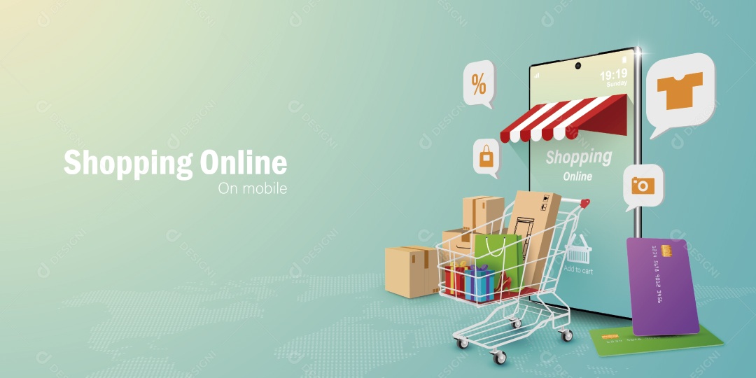 Aplicativo de Lojas Online Vetor EPS