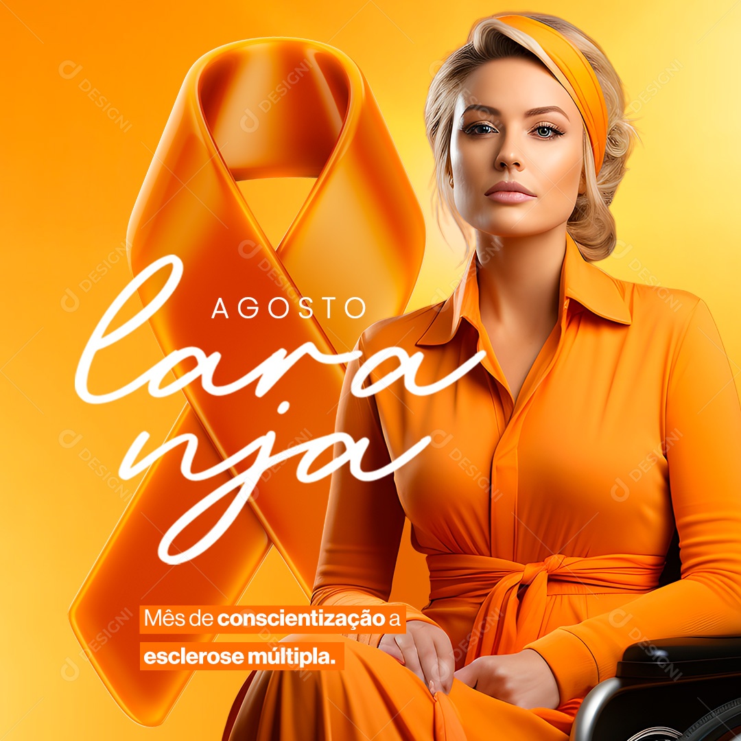 Agosto Laranja Mês de Conscientização a Esclerose Múltipla Social Media PSD Editável