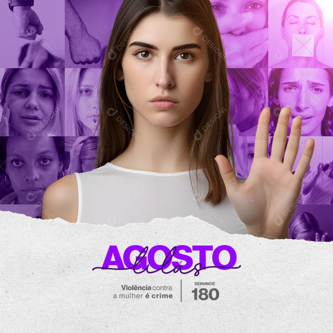 Social Media Agosto Lilás PSD Editável