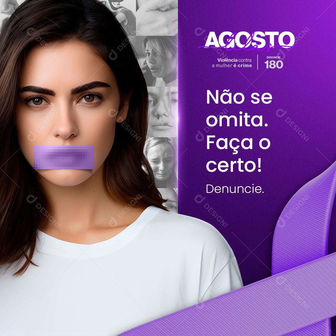 Agosto Lilás Não Se Amita Faça o Certo Social Media PSD Editável