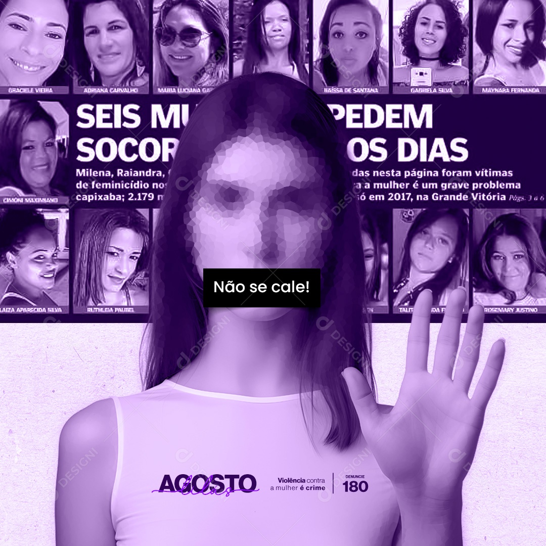 Agosto Lilás Não se Cale Social Media PSD Editável