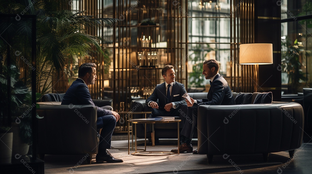 Duas pessoas de negócios discutindo trabalho durante uma reunião