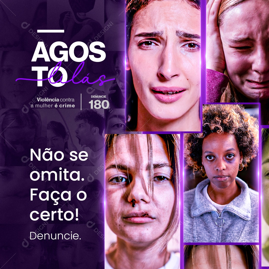 Social Media Agosto Lilás Não se Amita Faça o Certo PSD Editável