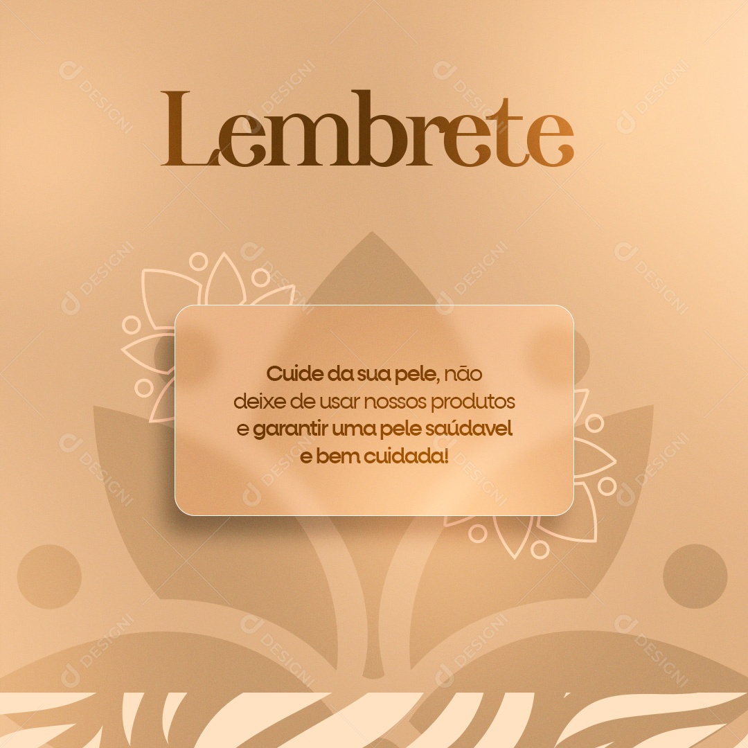 Clínica Estética Lembrete Cuide da Sua Pele Social Media PSD Editável