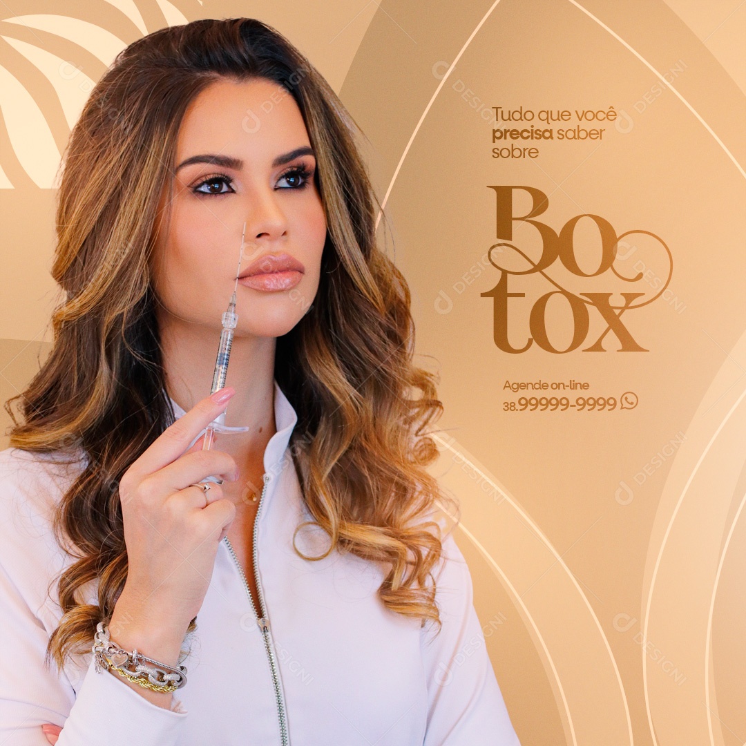 Clínica Estética Tudo Que Você Precisa Saber Sobre Botox Social Media PSD Editável