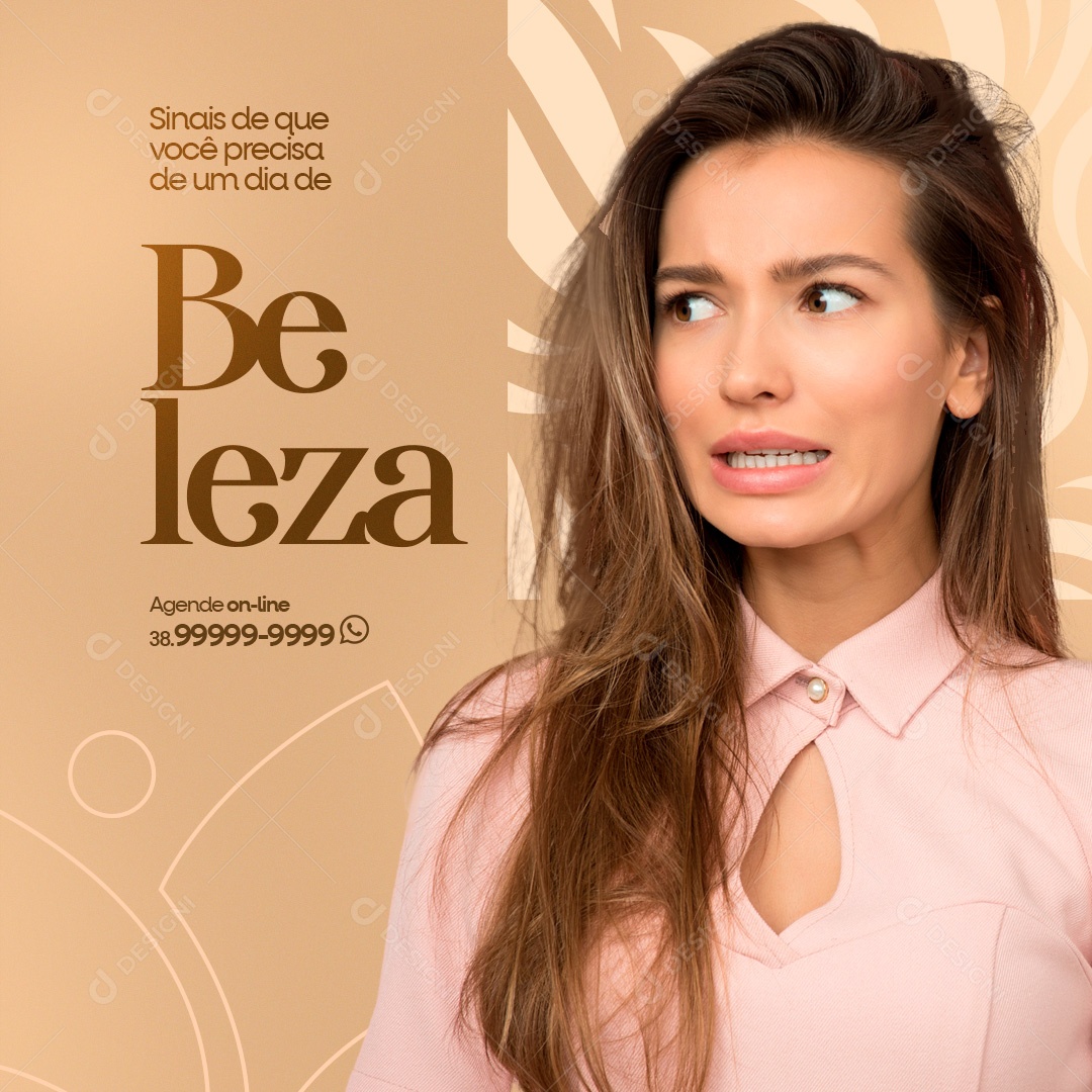 Clínica Estética Sinais de Que Você Precisa de Um Dia de Beleza Social Media PSD Editável