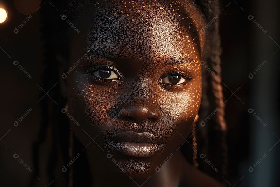 Mulher africana elegante relaxando ao ar livre.