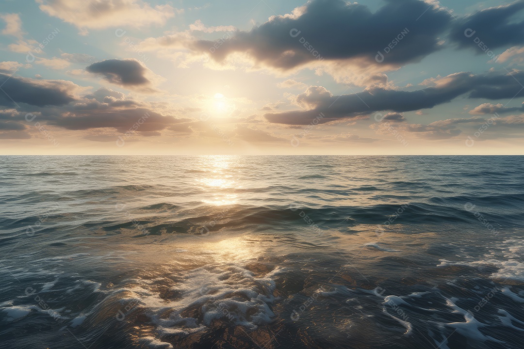 Linda pôr do sol com uma vista da praia