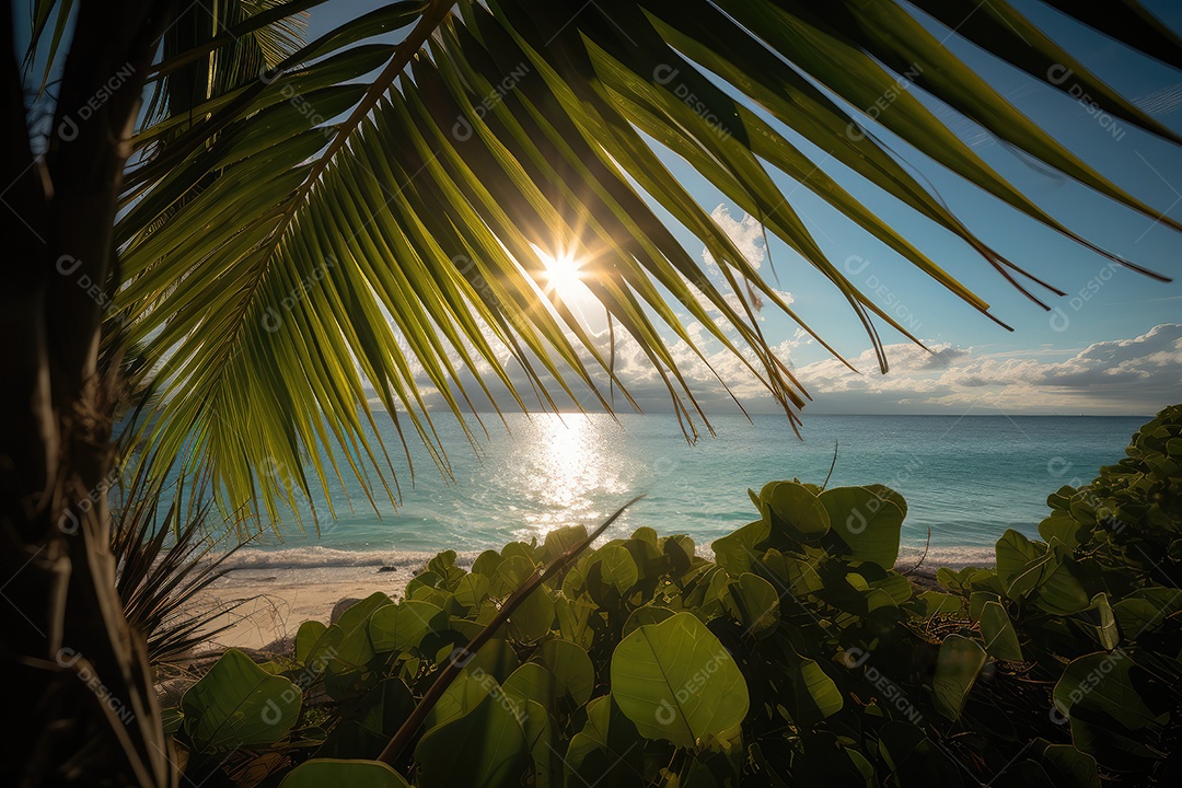 Lindo pôr do sol vista da praia