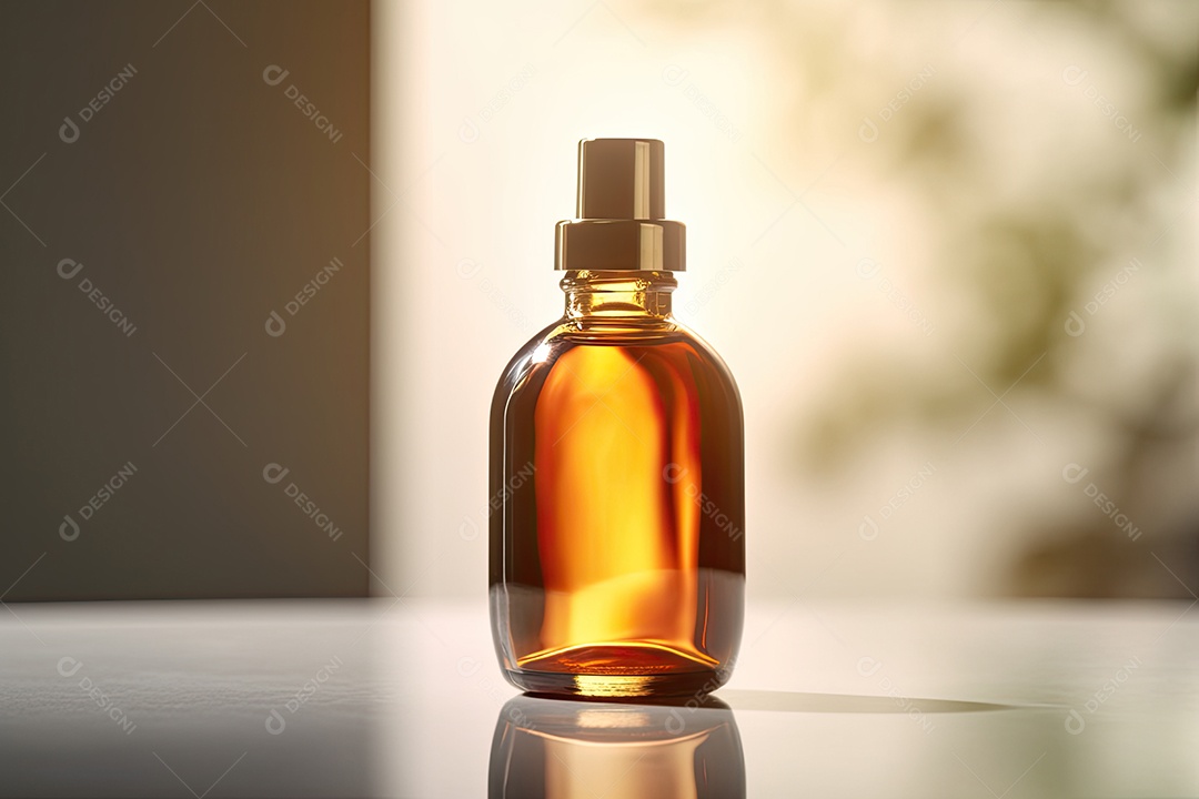 Simule uma garrafa âmbar com espaço em branco para marca e