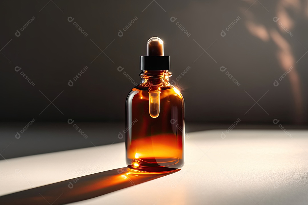 Simule uma garrafa âmbar com espaço em branco para marca