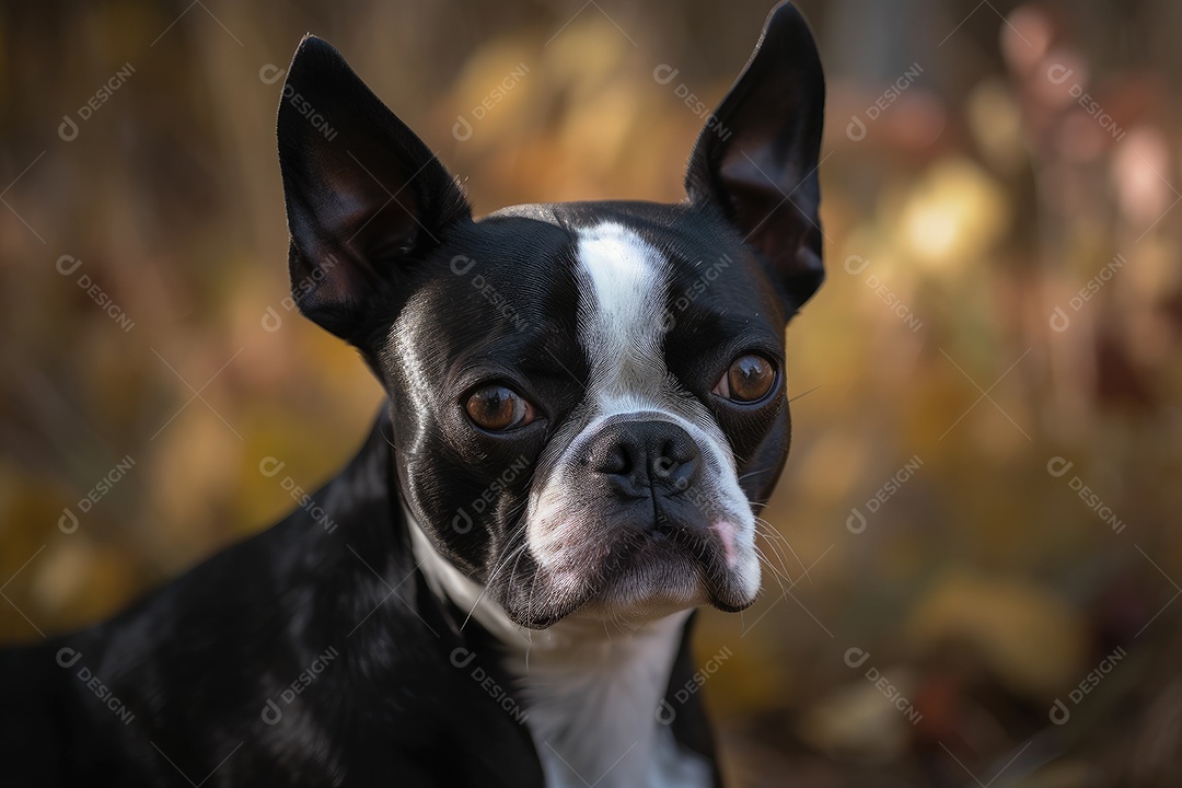 Cachorro sobre fundo desfocado