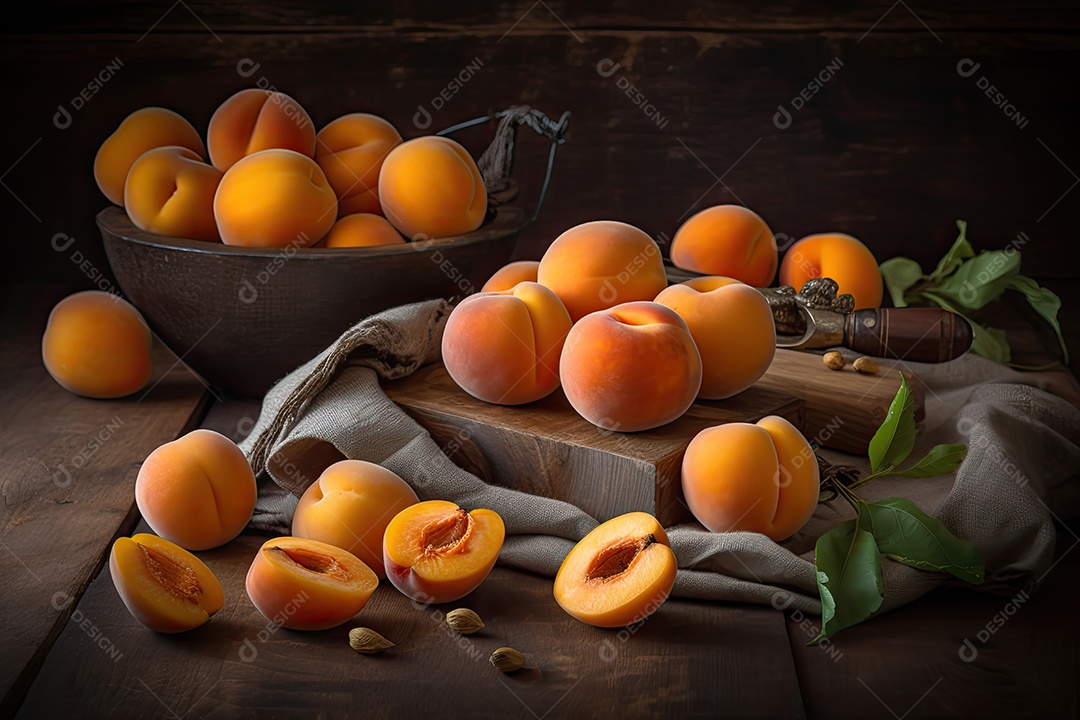 Frutas deliciosas sobre uma mesa de madeira