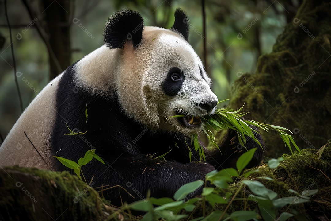 Animal selvagem panda sobre uma floresta