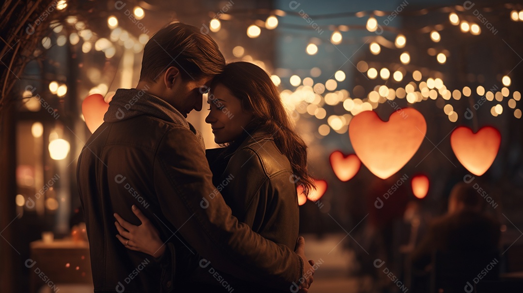 Um casal se abraçando no dia dos namorados