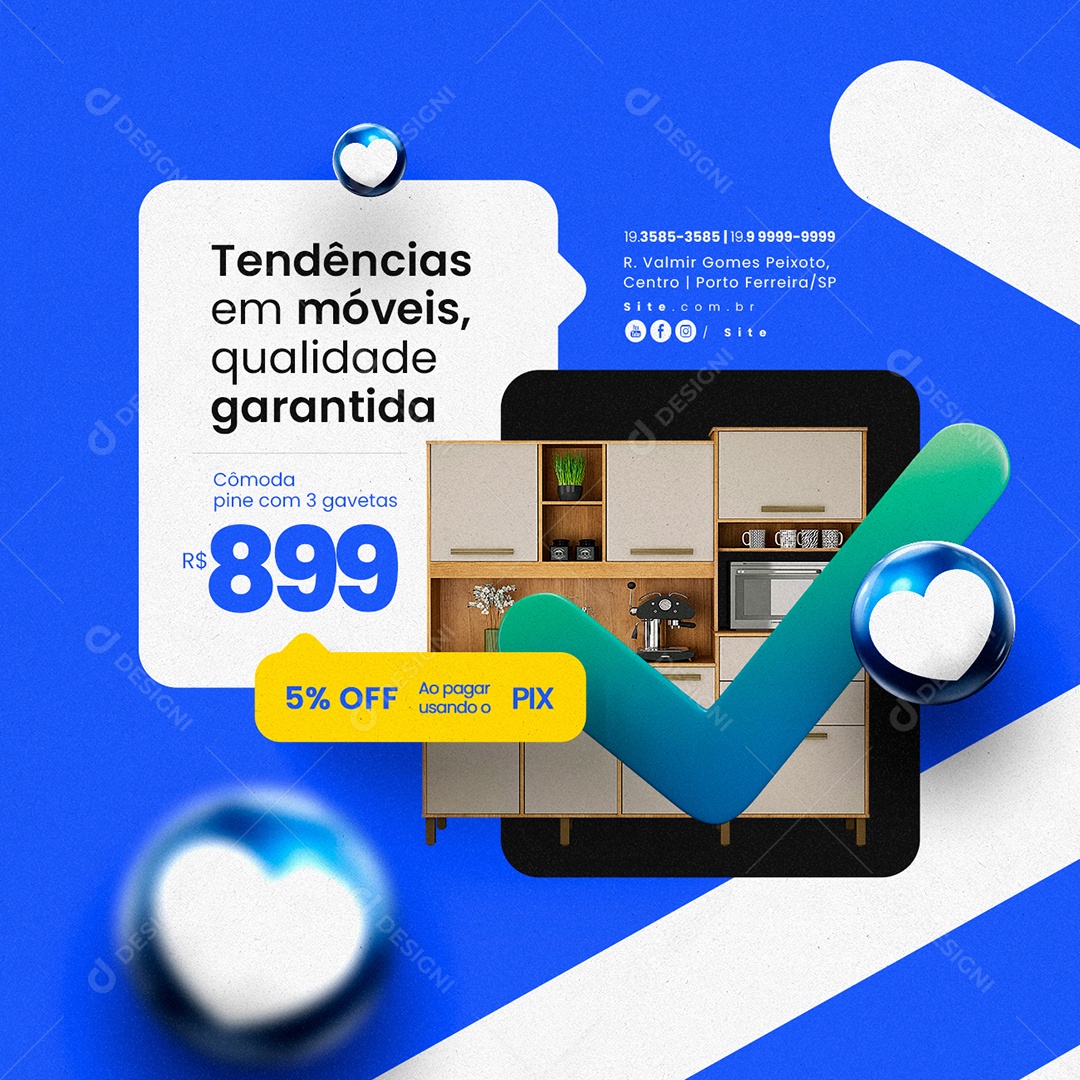Loja de Móveis Tendências em Móveis Qualidade Garantida Social Media PSD Editável