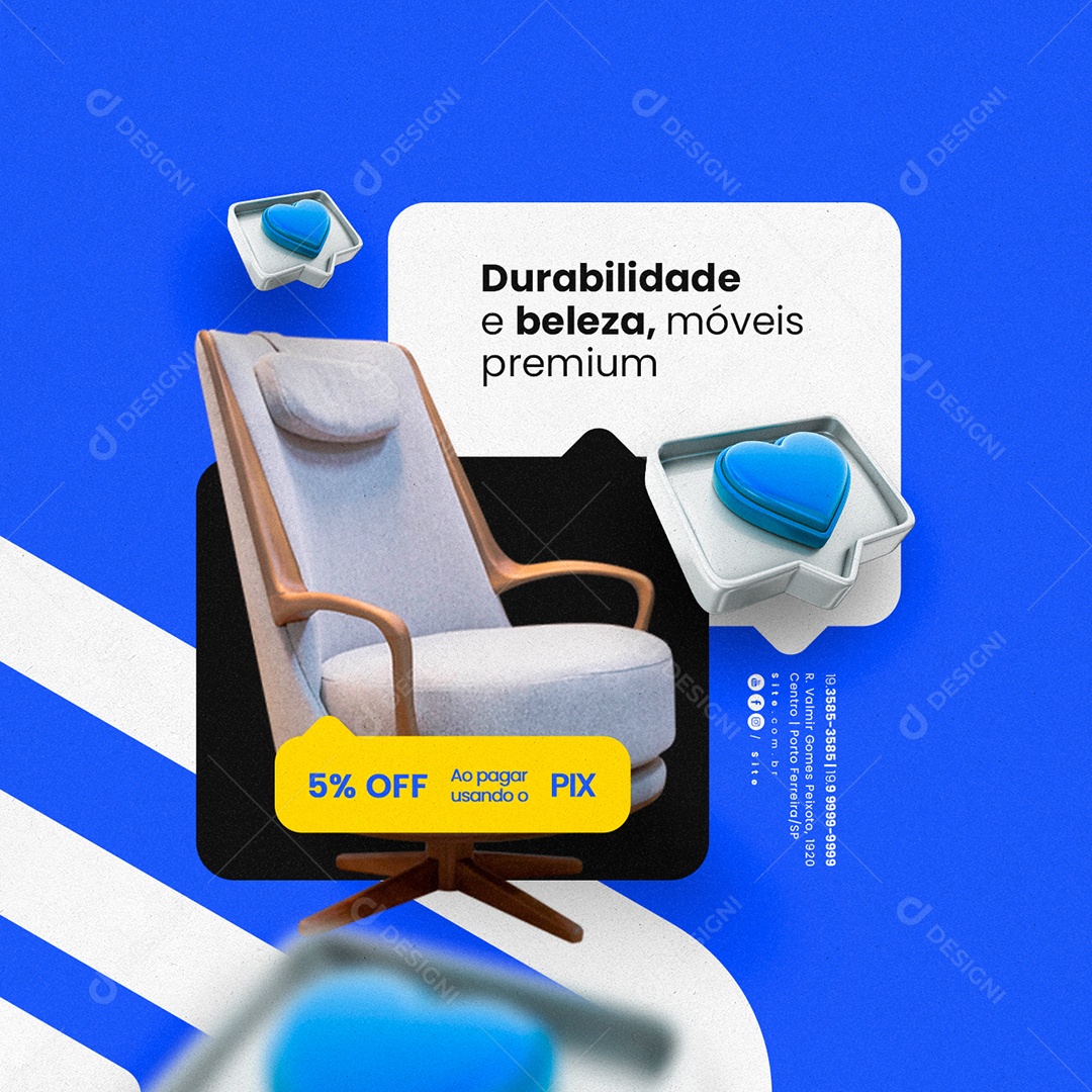 Loja de Móveis Durabilidade e Beleza Móveis Premium Social Media PSD Editável