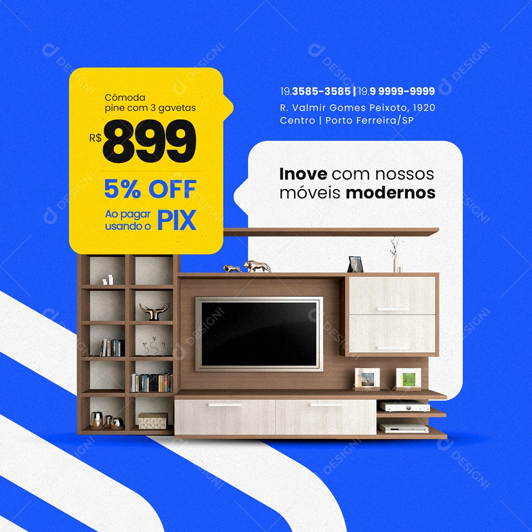 Loja de Móveis Inove com Nossos Móveis Modernos Social Media PSD Editável