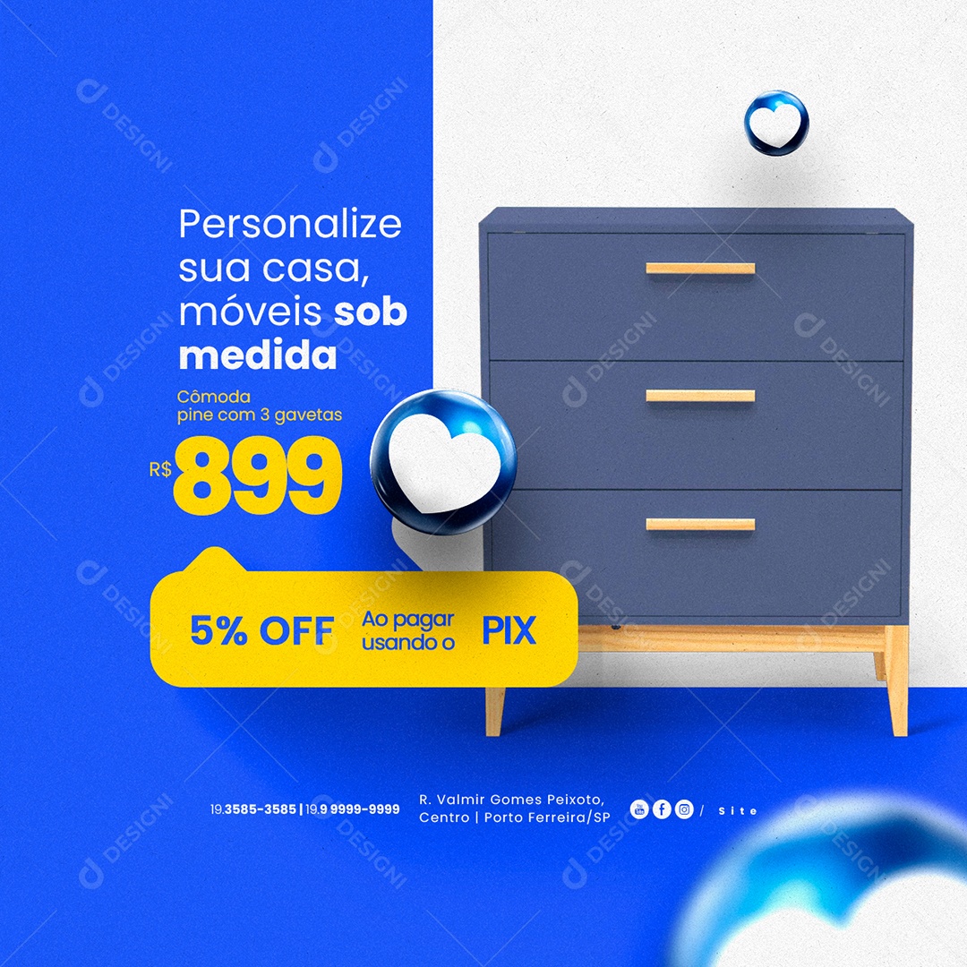 Loja de Móveis Personalize sua Casa Móveis Sob Medida Social Media PSD Editável