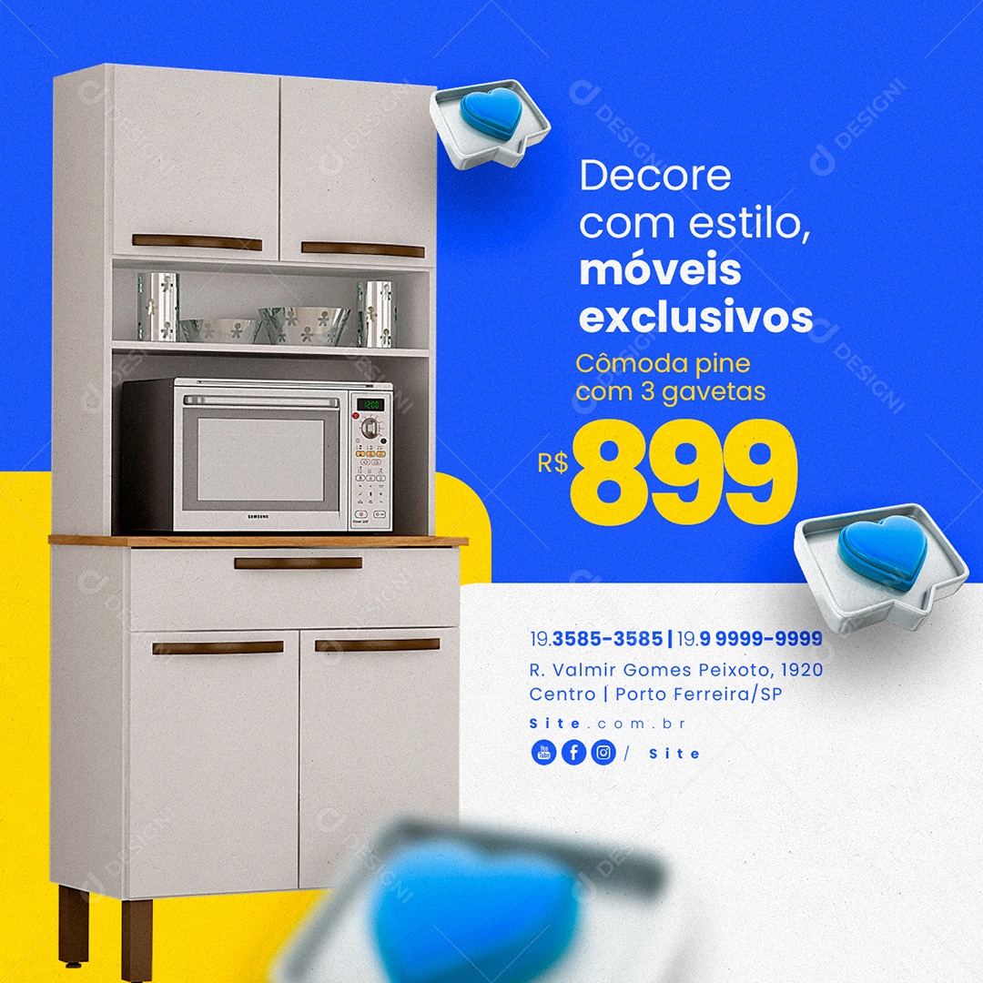 Loja de Móveis Decore com Estilo Móveis Exclusivos Social Media PSD Editável