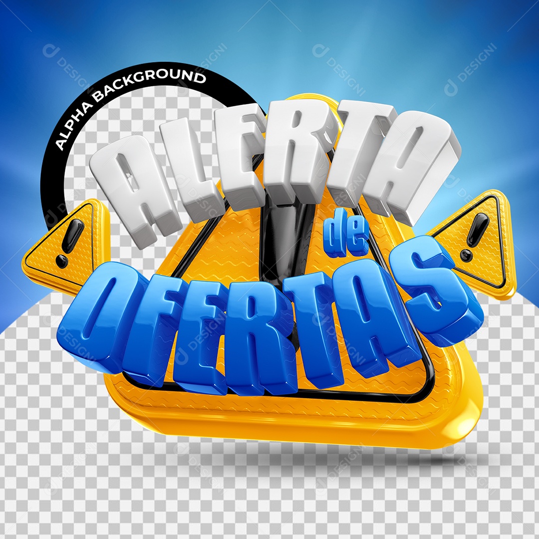 Alerta de Ofertas Selo 3D para Composição PSD