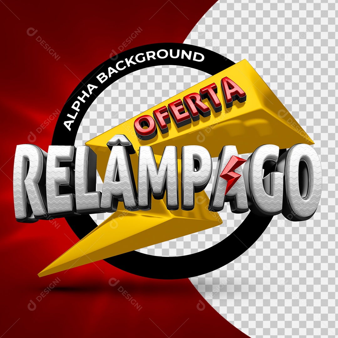 Oferta Relâmpago Selo 3D Amarelo para Composição PSD