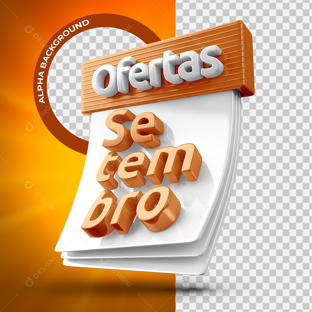 Ofertas Setembro Selo 3D Laranja para Composição PSD