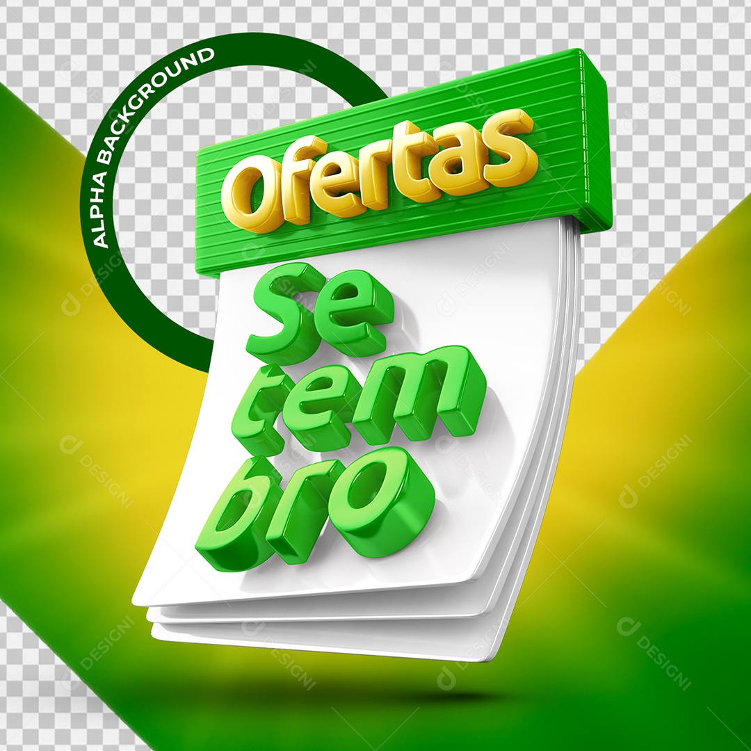 Ofertas Setembro Selo 3D Verde para Composição PSD