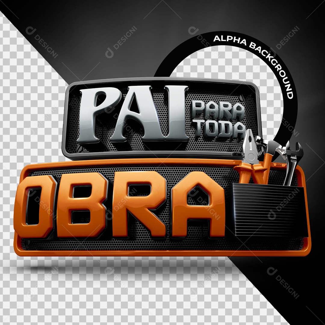 Pai para Toda Obra Selo 3D para Composição PSD