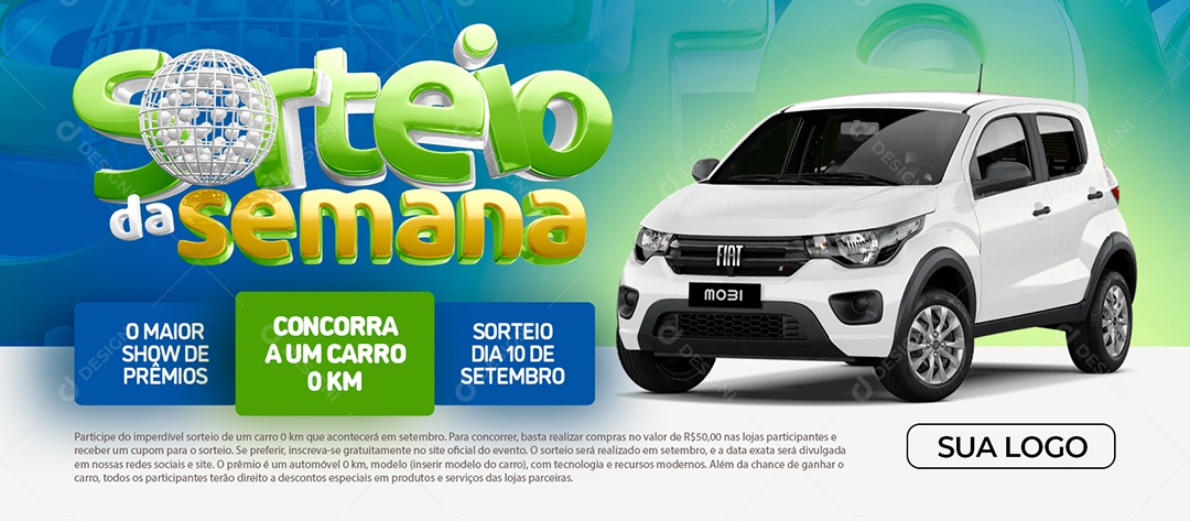 Banner Sorteio da Semana Concorra a Um Carro 0 Km Social Media PSD Editável