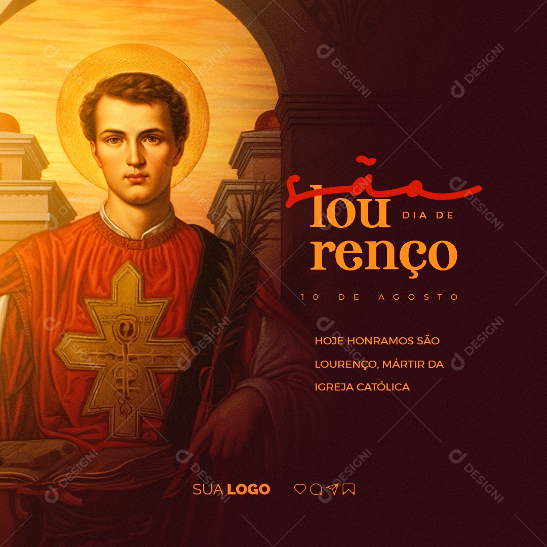 Dia de São Lourenço Hoje Honramos Social Media PSD Editável