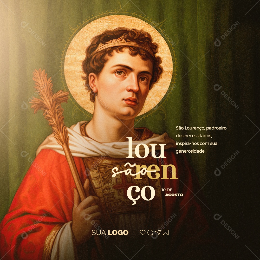 Dia de São Lourenço Padroeiro dos Necessitados Social Media PSD Editável