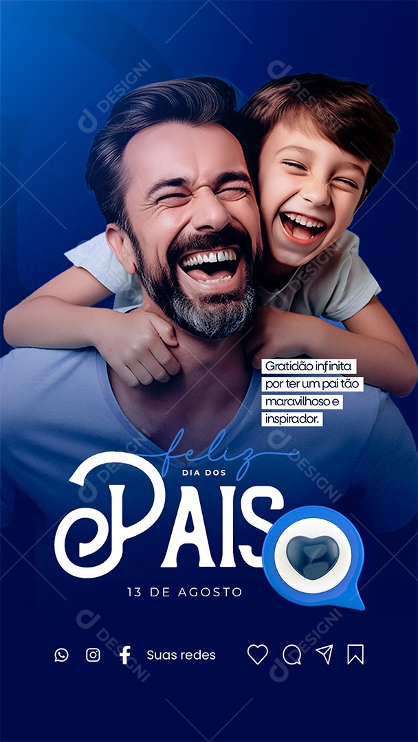 Story Feliz Dia Dos Pais Gratidão Infinita Social Media PSD Editável