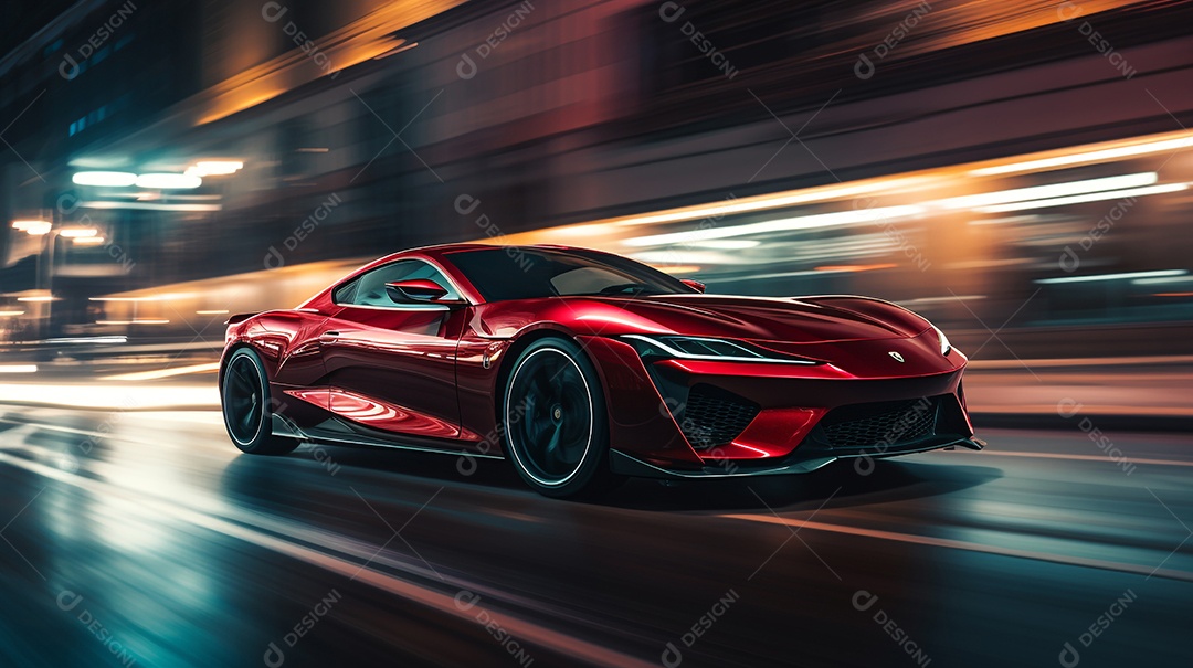 Carro vermelho esportivo correndo