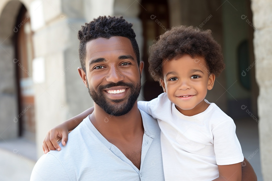 Pai e filho sorridentes
