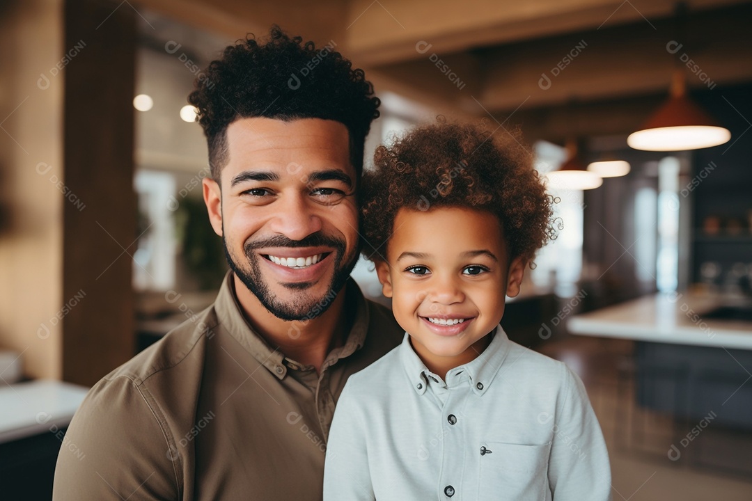 Pai e filho sorridentes