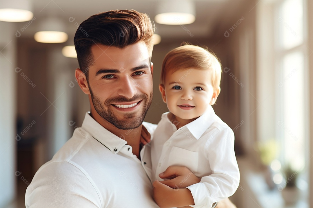 Pai e filho sorridentes