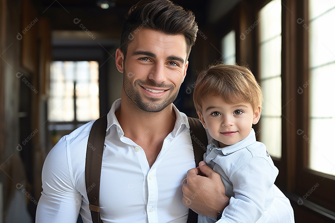 Pai e filho sorridentes