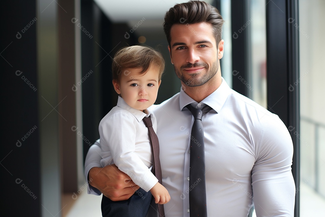 Pai e filho sorridentes