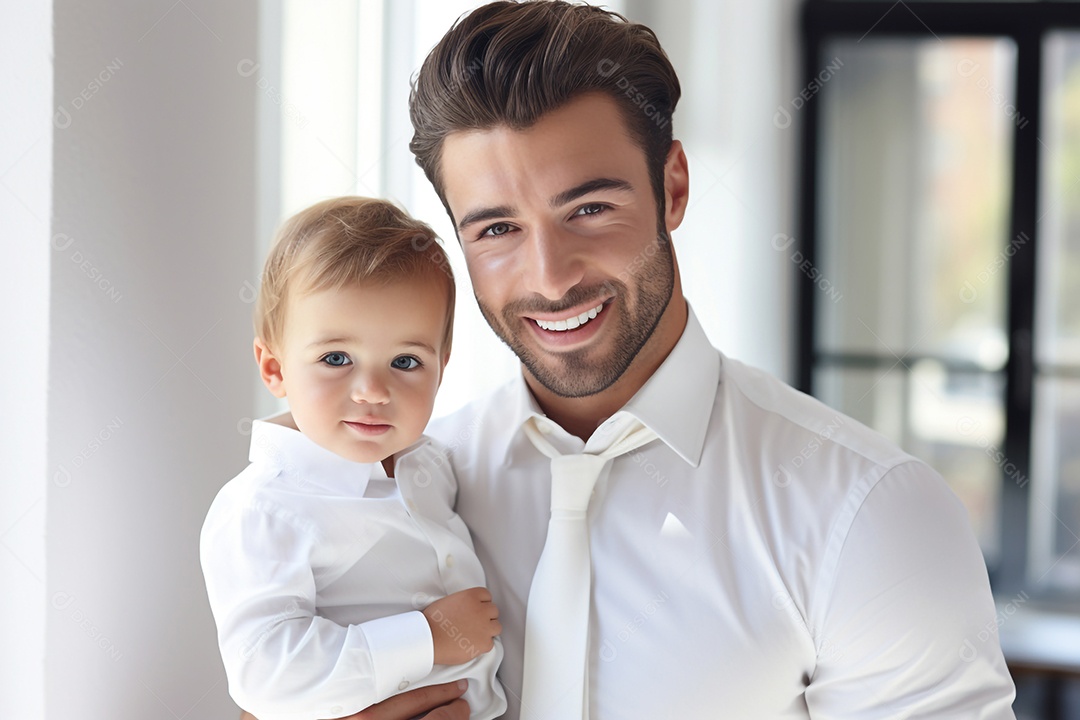 Pai e filho sorridentes