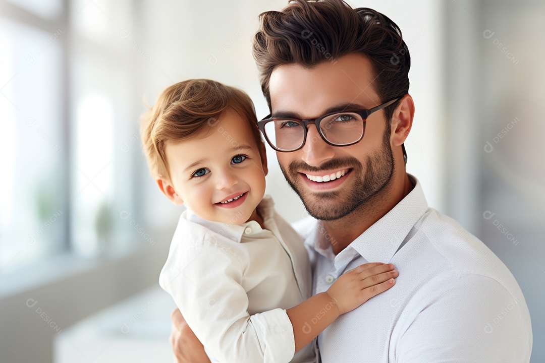 Pai e filho sorridentes