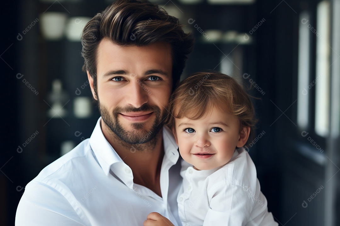 Pai e filho sorridentes