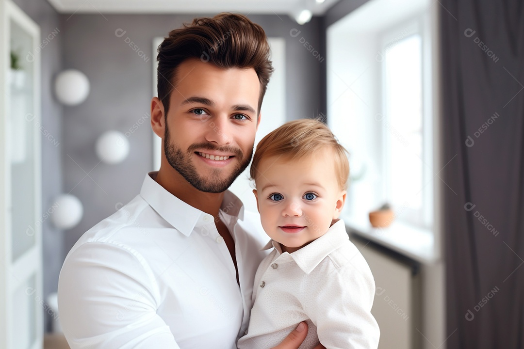 Pai e filho sorridentes