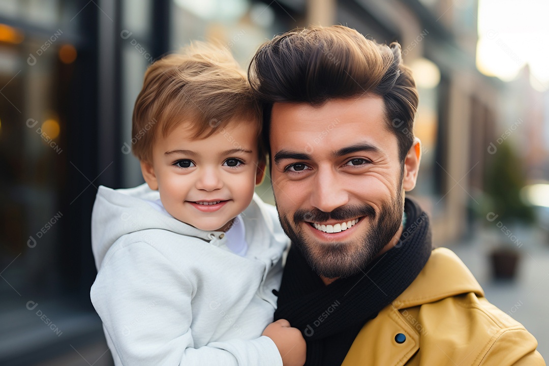 Pai e filho sorridentes