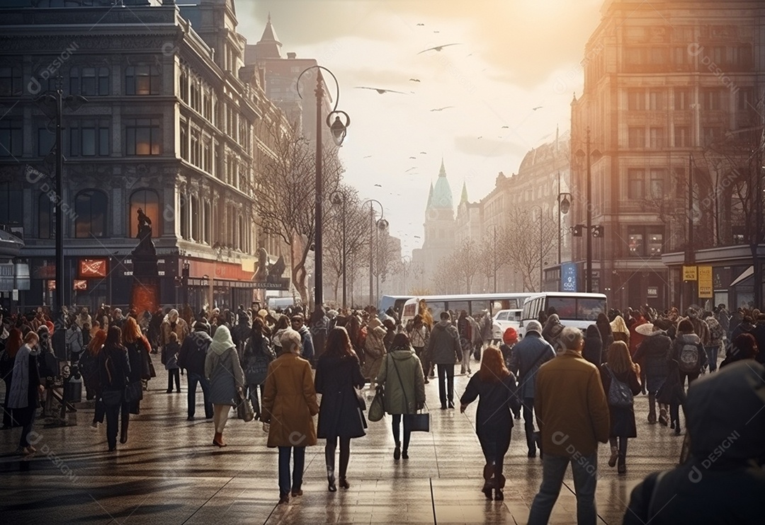 Pessoas andando na rua da cidade