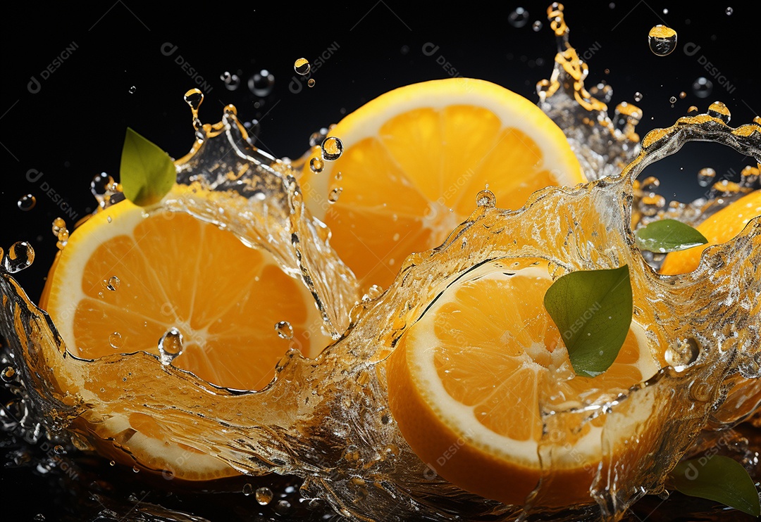 Limão fotografia água espirrando na comida realista