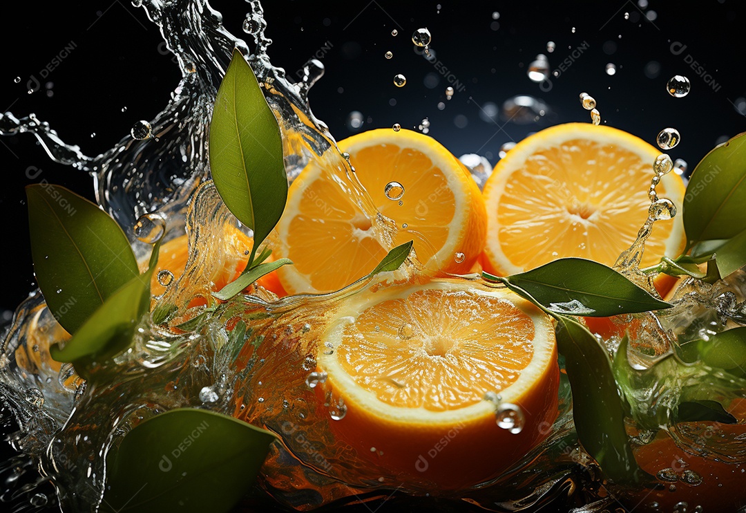 Limão fotografia água espirrando na comida realista